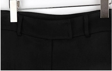 时尚裤腰设计黑色中长裤图