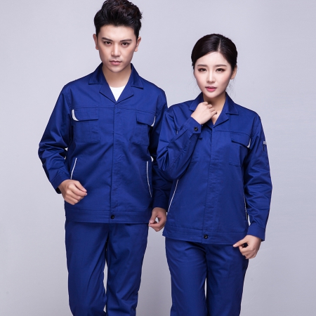藏青拼米色工人服装款式AC04-3