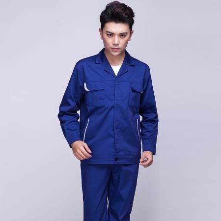 藏青拼米色工人服装款式AC04-3