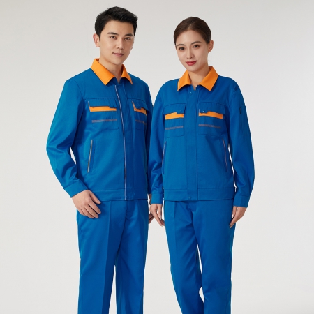 艳蓝拼橘黄色工作服AC2201-5