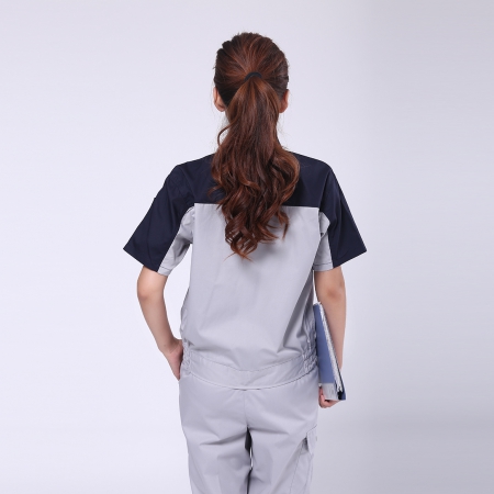 深蓝配浅灰夏季工作服AD079-XJ